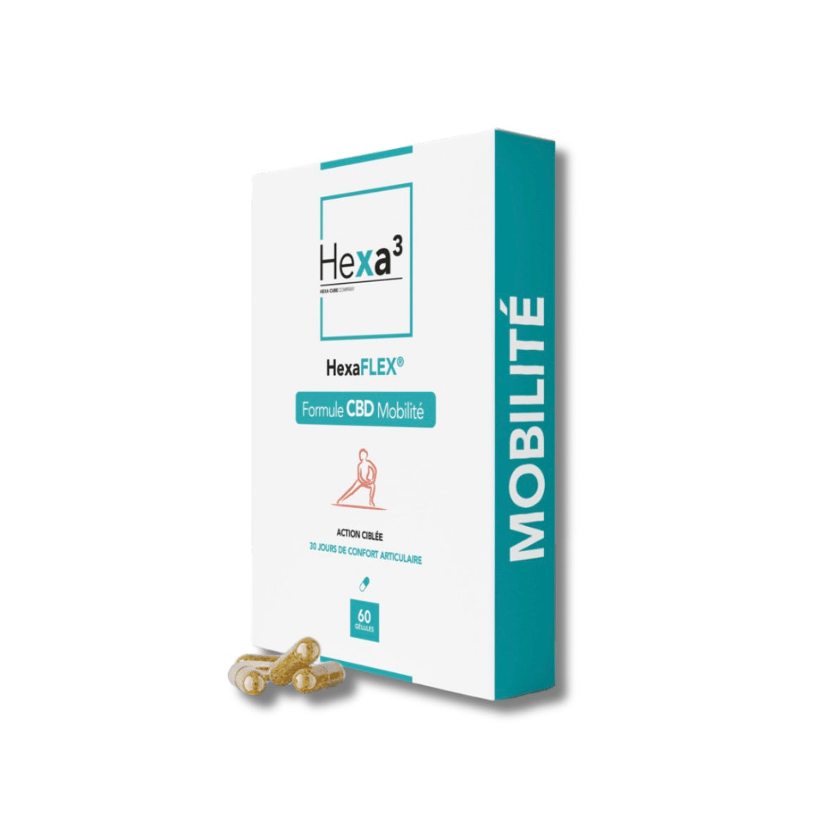 60 Gélules CBD MOBILITE 50mg + Glucosamine HexaFLEX – Hexa3