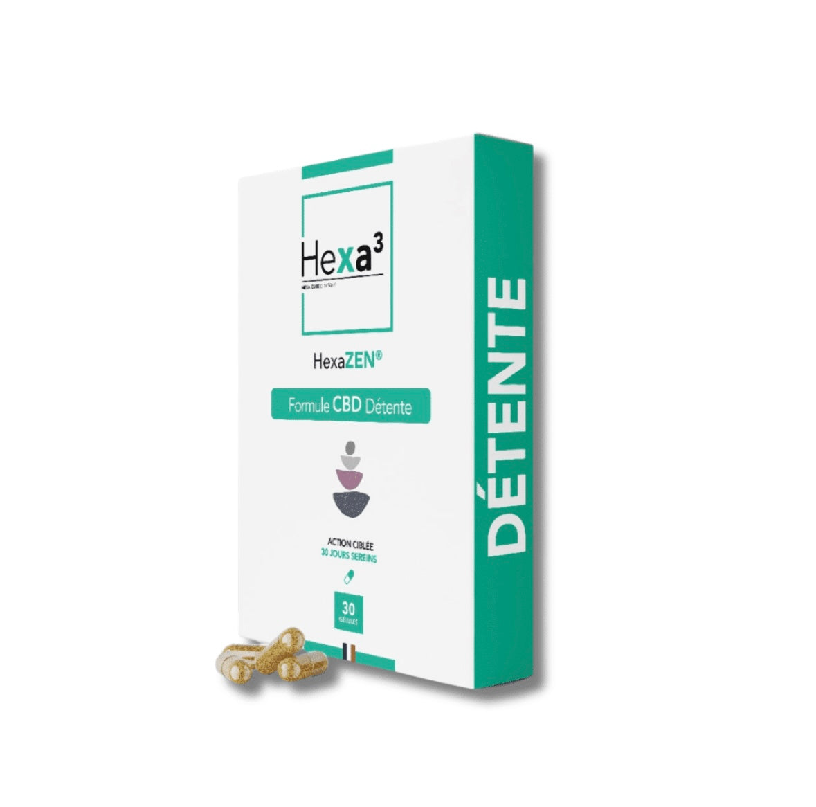 30 Gélules CBD – DETENTE 50mg + Aubépine Hexazen – Hexa3